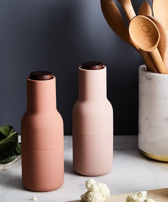 Bottle Grinder, 2-Piece - Nude with walnut lid