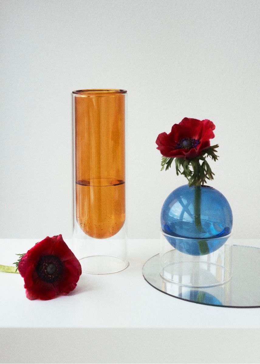 Flower Bubble Vase Blue