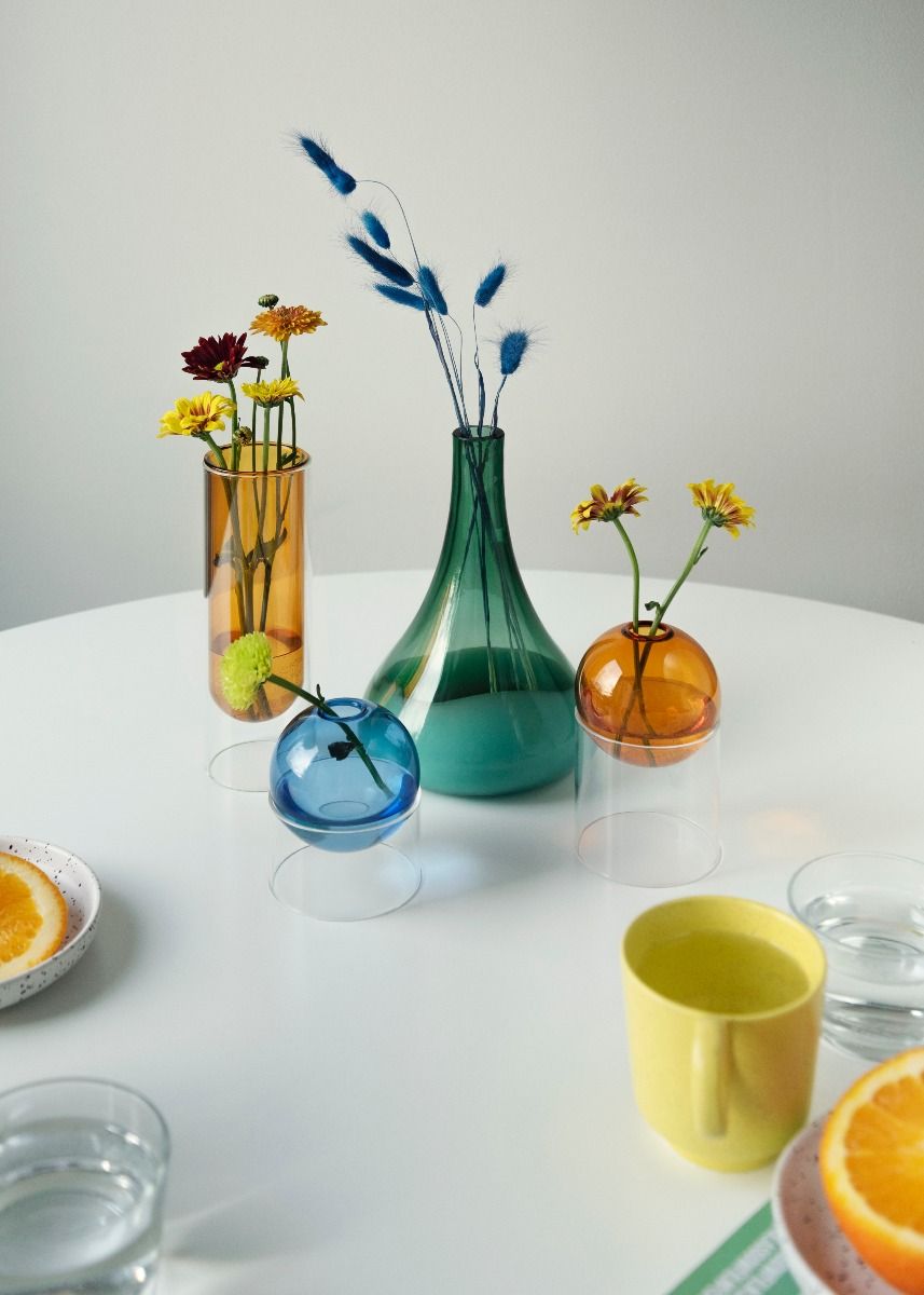 Flower Bubble Vase Blue