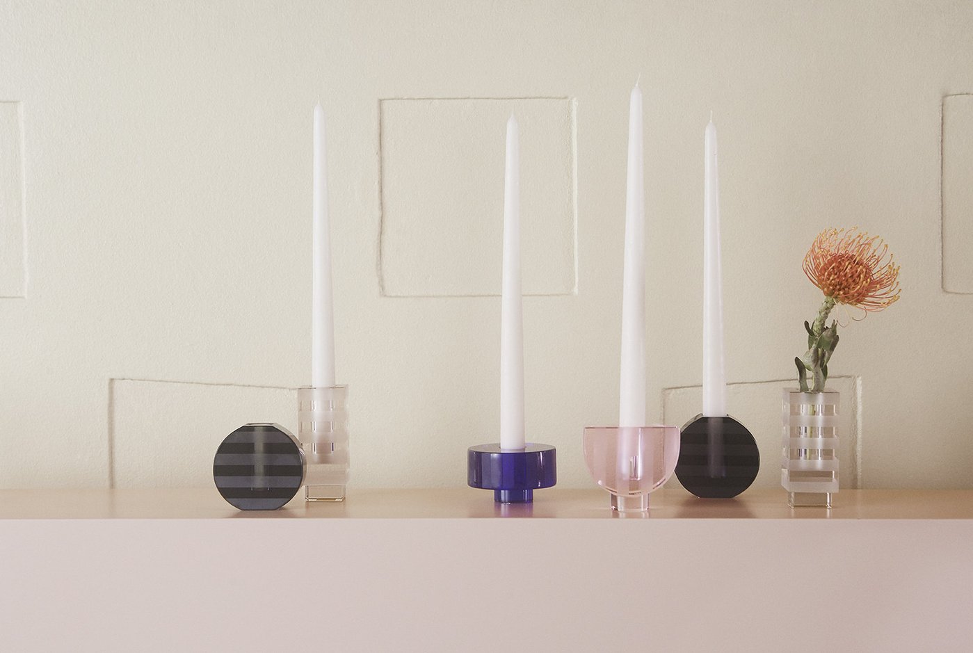 Graphic Candleholder - Light Brown