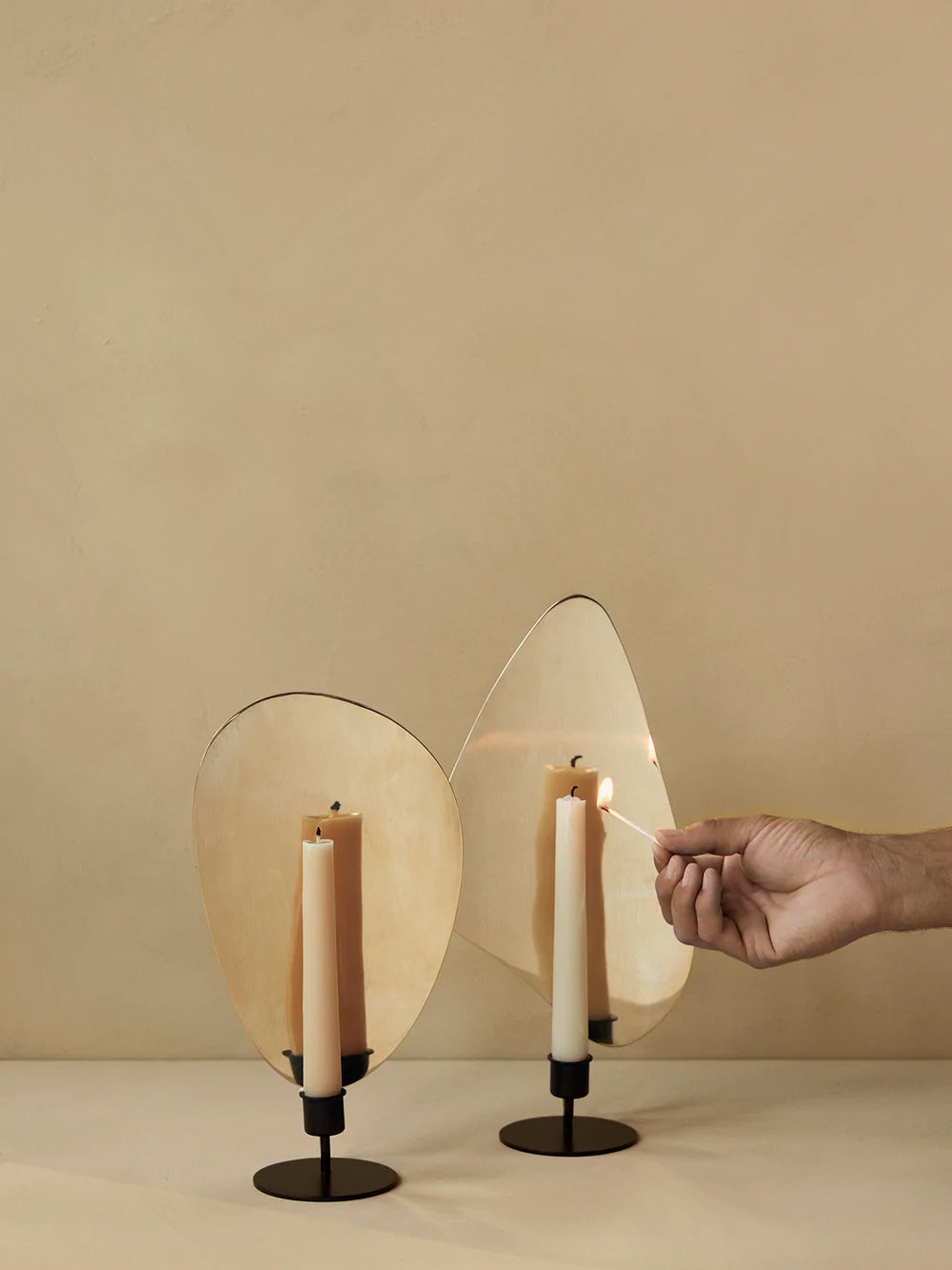 Flambeau Candle Holder, H30, Black/Polished Brass