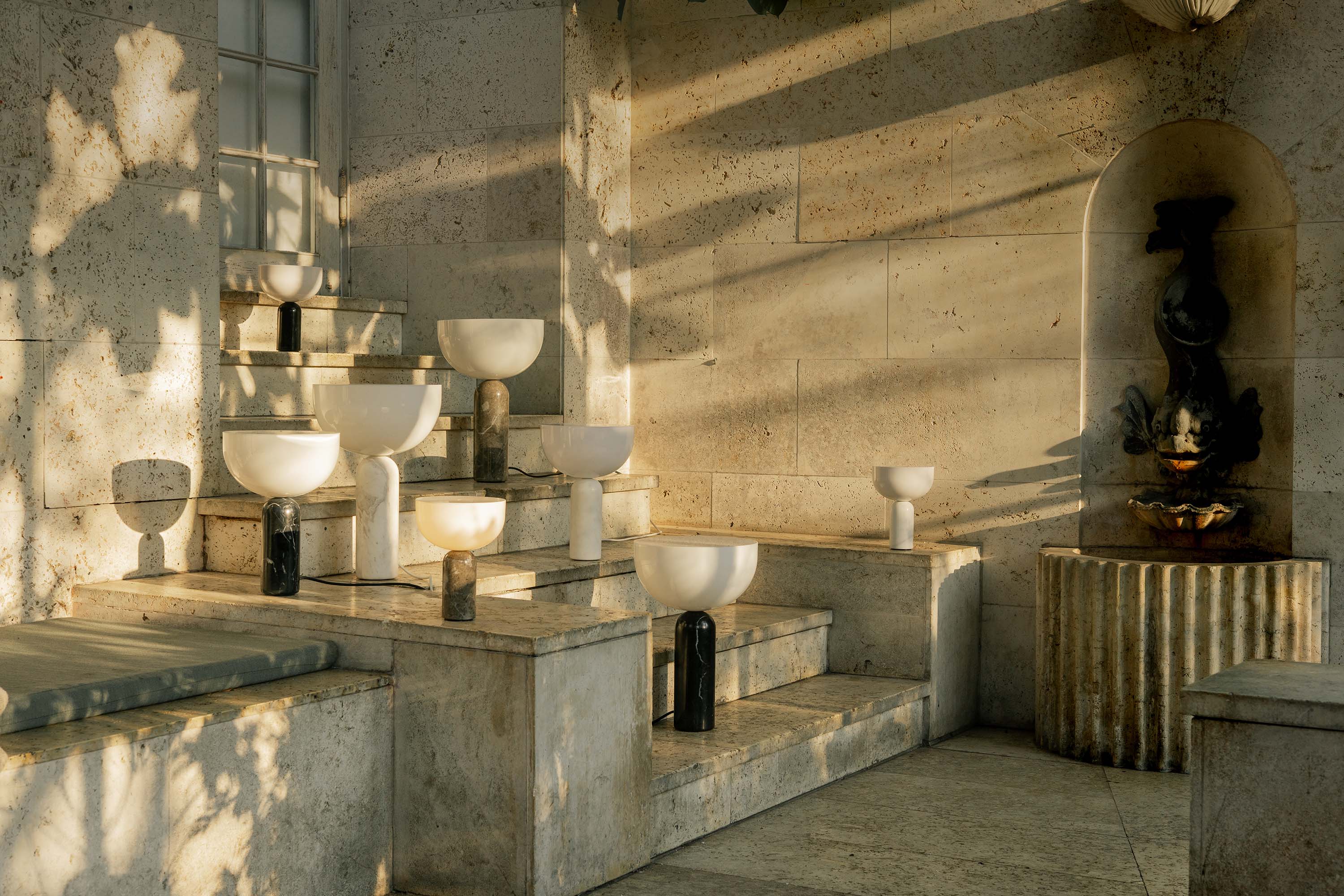 Kizu Portable Table Lamp - White Marble