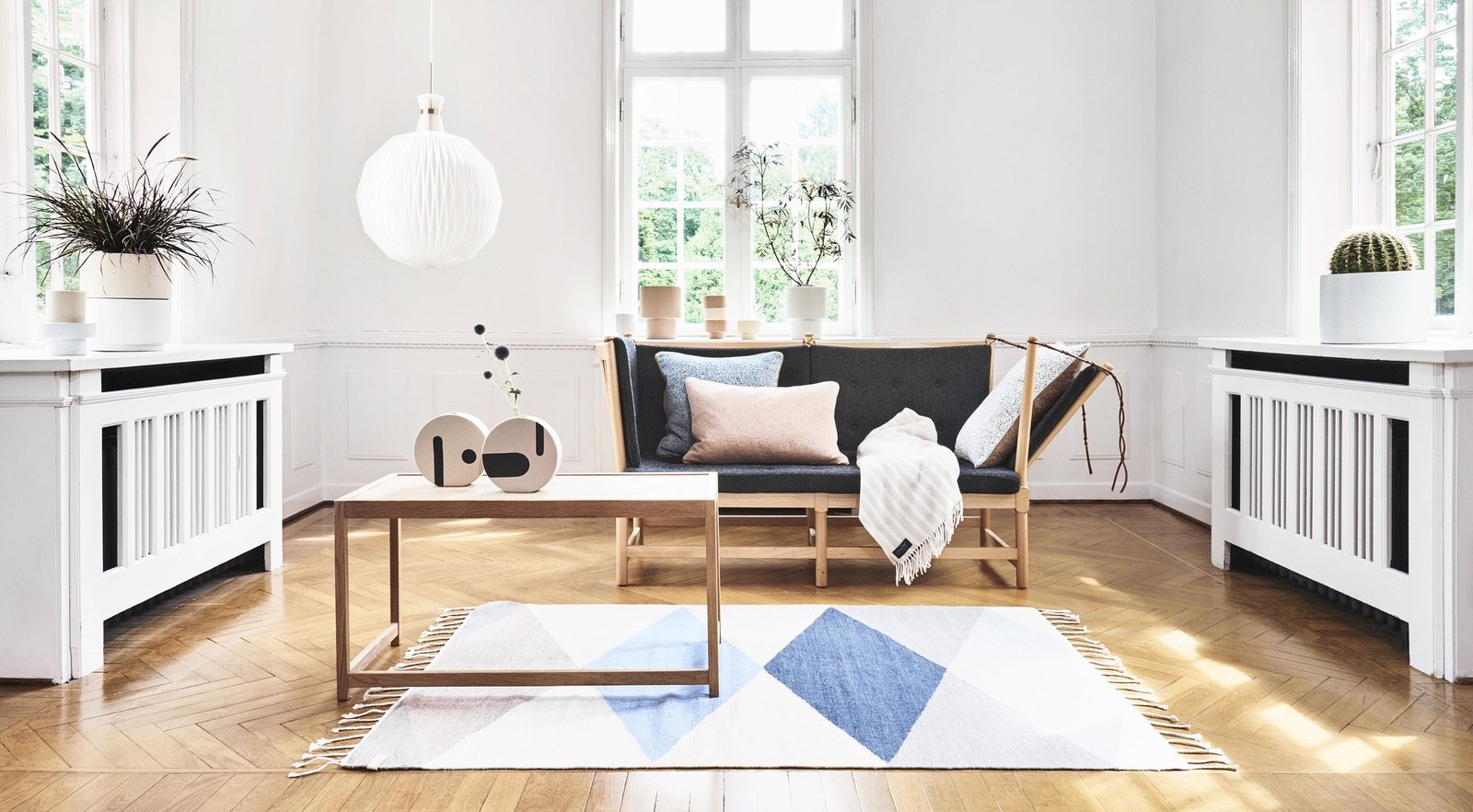 Taro Cushion - Pale Blue / Peach
