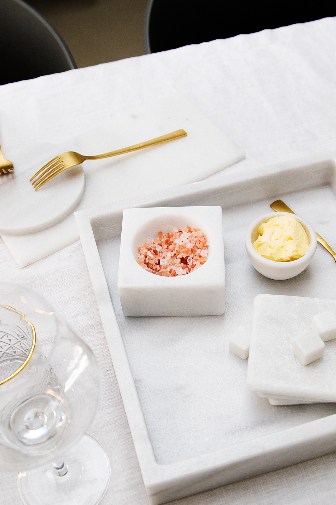 White Marble Square Coasters - Set of 4